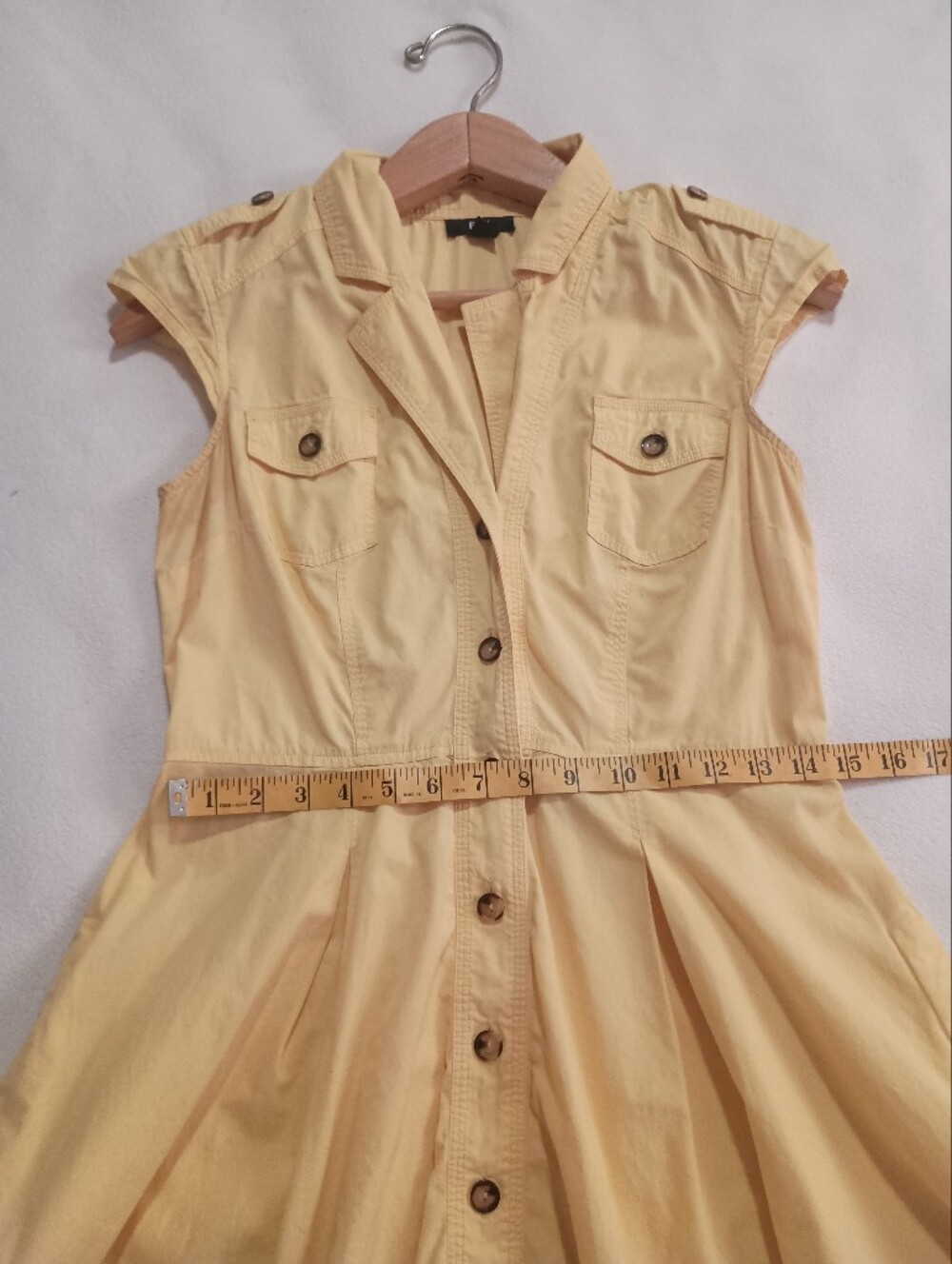 BCX- Yellow Button-Front Shirt Dress- Size M - Picture 7 of 8